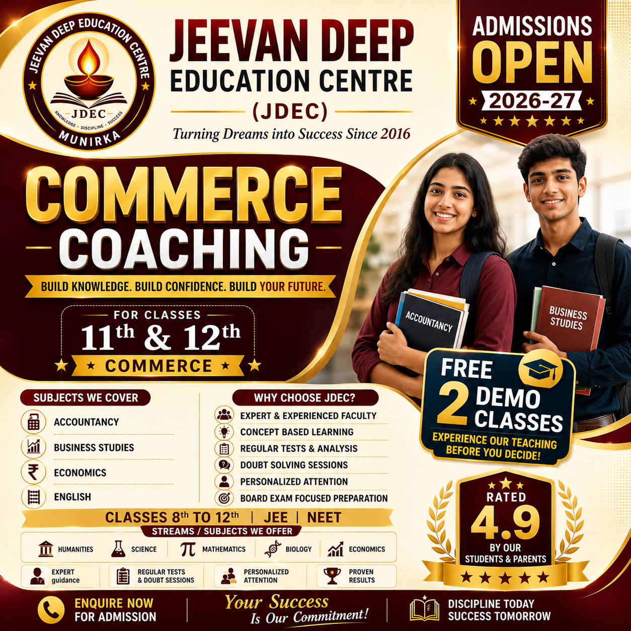 Best Commerce Coaching for Class 11th & 12th | JDEC